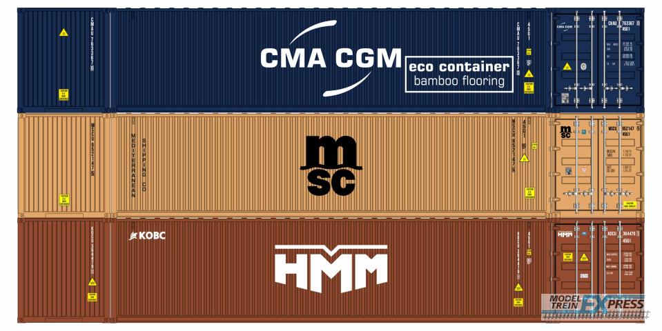 Igra Model 98010062 3-tlg Container set 40' CMA-CGM, MSC, HMM