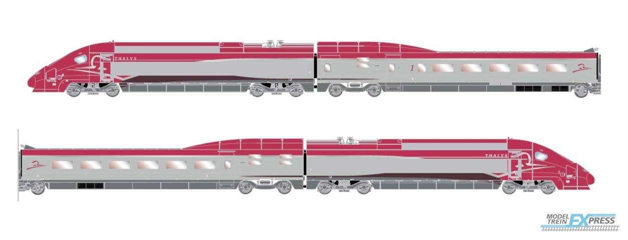 Jouef 2358ACS Thalys PBKA, 4-unit pack including motorized head, dummy head and two end coaches (1st and 2nd class), period VI, AC digital sound