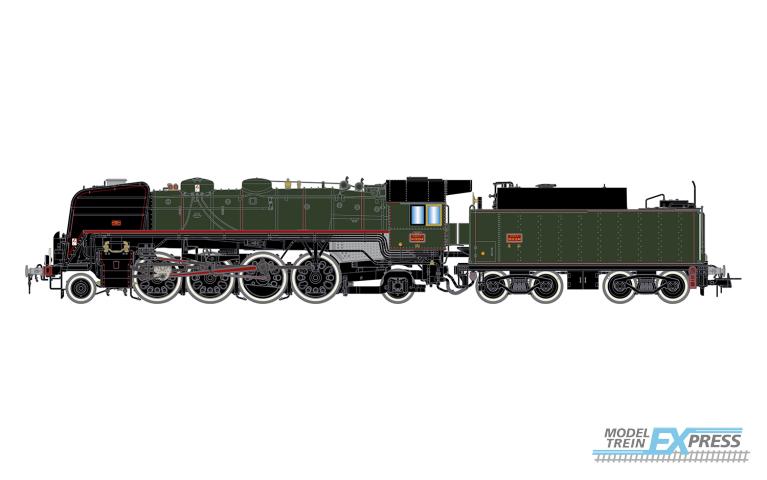 Jouef 2433 141R 1244 with large fuel tender, green/black livery with white wheel rings, ep. V