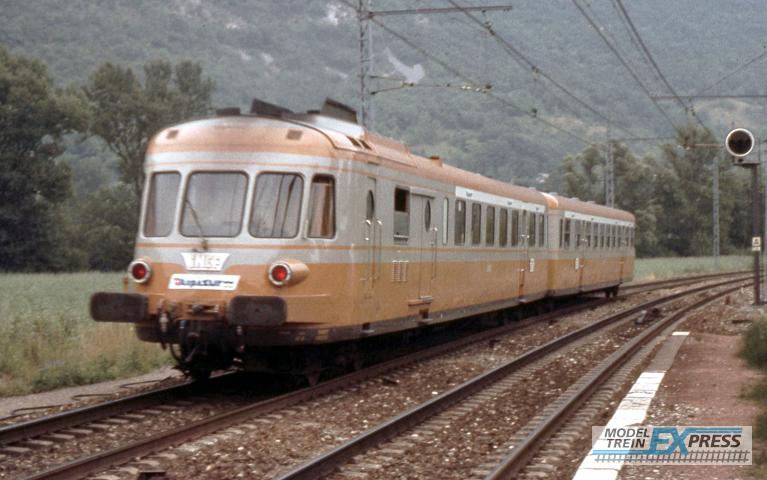 Jouef 2463 SNCF, diesel railcar RGP I with trailer, grey/orange "alpazur", ep. IV