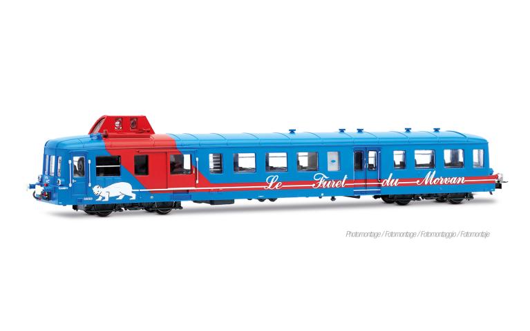 Jouef 2624 CFTA, X 3876 "Le Furet du Morvan", blue and red tourist train, ep. V-VI