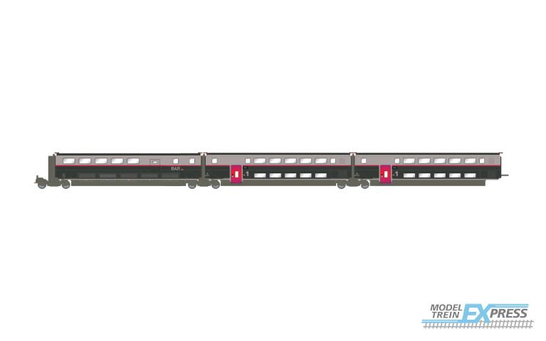 Jouef 3016 TGV Duplex Carmillon, 3-unit pack intermediate coaches (2 x 1st class and bar), ep. VI