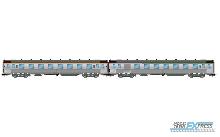 Jouef 4176 SNCF, 2-unit pack short DEV Inox coaches (A8 1st cl. + B6D luggage) with Corail class numbers, ep. IVc