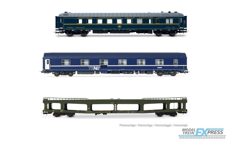 Jouef 4207 SNCB/SNCF, "Train Auto-Couchette", WR ex CIWL SNCB + SNCF, WL T2 + DDm car transporter, ep. IV-V