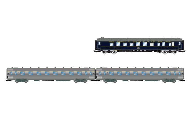 Jouef 4213 SNCF, 3-unit pack "Sud Express", set 1/2, CIWL restaurant coach + 2 x DEV Inox short, ep. III/IV
