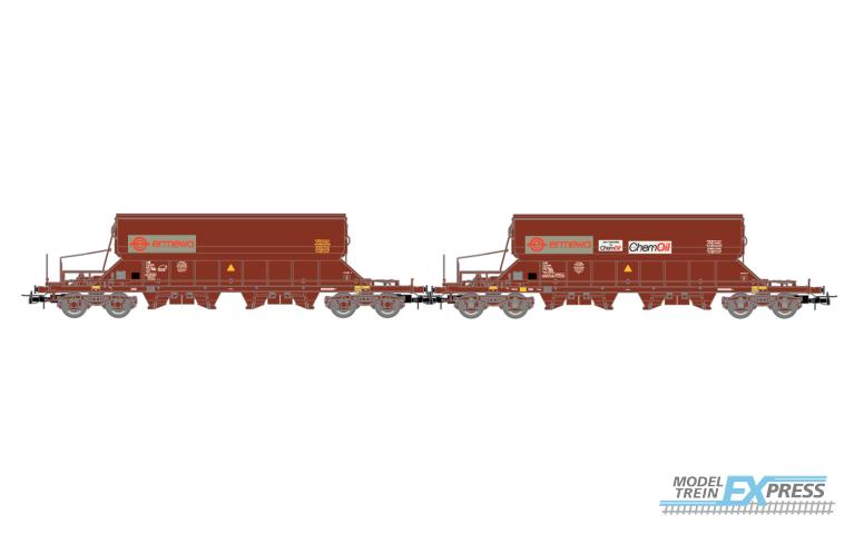 Jouef 6228 F-ERSA, 2-unit pack Taoos hopper wagons, brown livery "ERMEWA / CHEMOIL", ep. VI