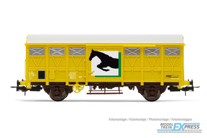 Jouef 6232 SNCF covered 2-axle wagons type G41 yellow livery for horsse