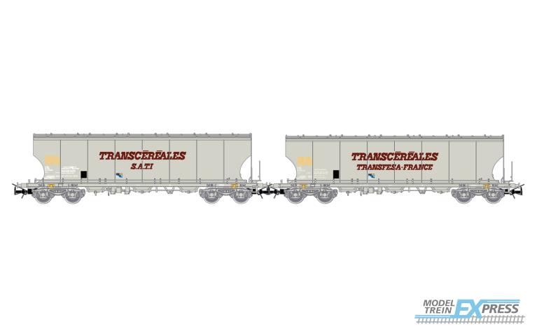 Jouef 6280 SNCF, 2-unit pack 4-axle cereal  hopper wagons for traffic to Spain "Transfesa-France" and "SATI", ep. IV