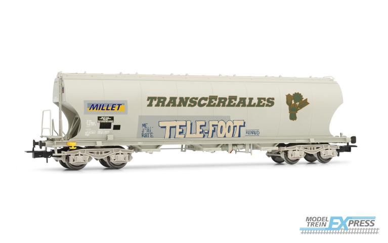 Jouef 6282 F-MISA, 4-axle cereal hopper wagon (rounded walls) "Millet" with graffiti "Telefoot", ep. VI