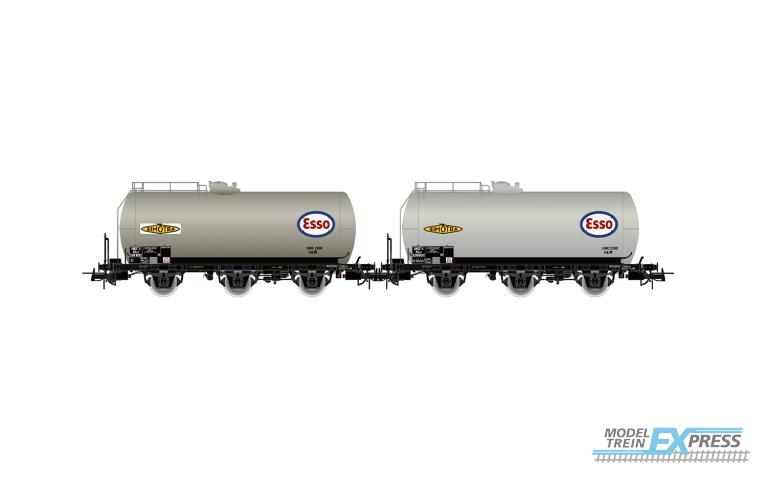 Jouef 6294 SNCF, 2-unit pack 3-axle tank wagons, "ESSO", silver livery, ep. III