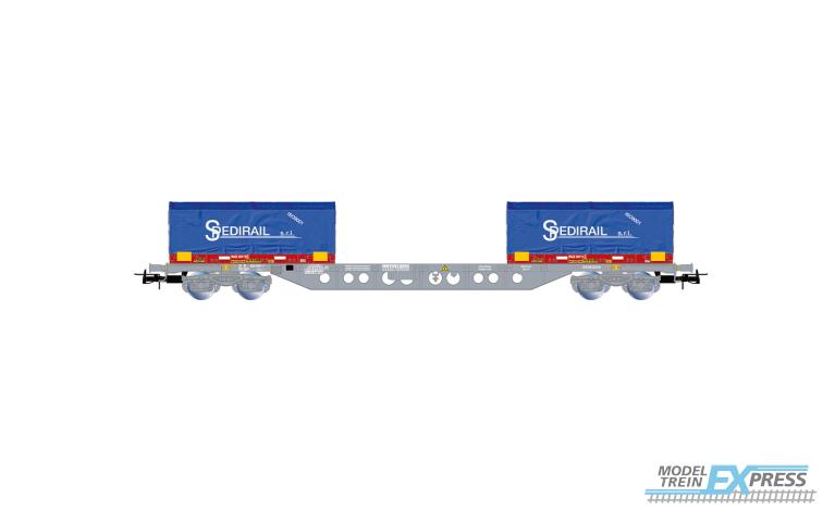Jouef 6303 SNCF, 4-axle 60' container wagon Novatrans Sgss, grey, 2 x 20' container "Spedirail" blue, ep. V