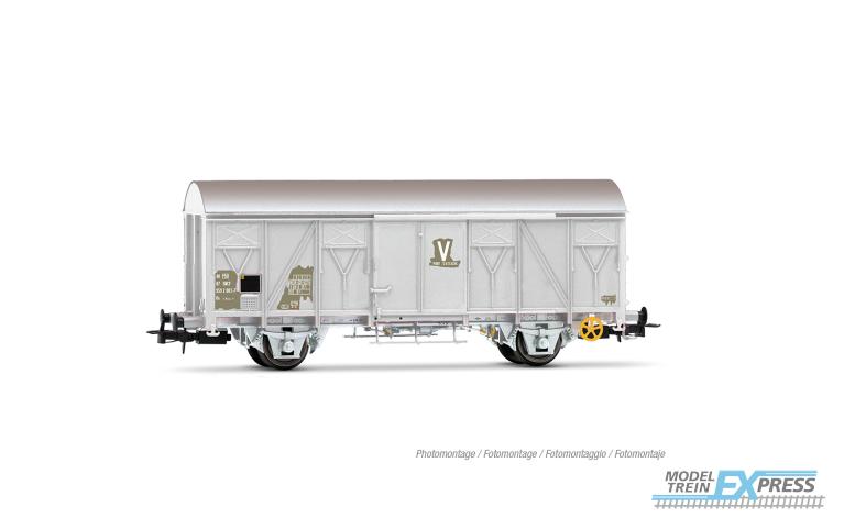 Jouef 6311 SNCF, 2-axle covered wagon Us type (ex G4) "V" in grey livery (station of Bretigny), ep. IV