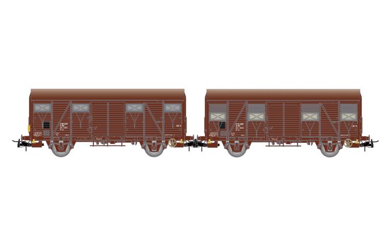 Jouef 6325 SNCF, 2-unit pack Gs wagons, brown livery, one with rear red lights, ep. IV