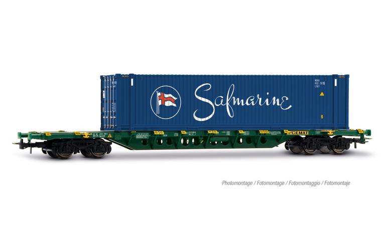 Jouef 6329 CEMAT, Sgnss container wagon, green, with 45' container "Safmarine", ep. VI