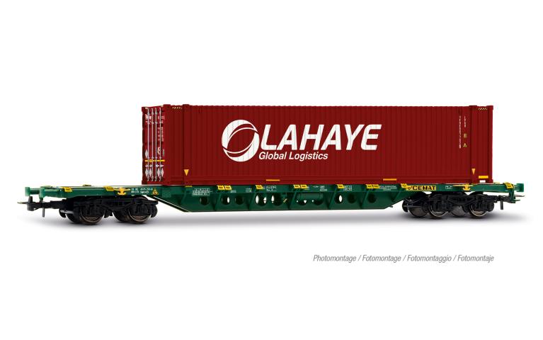 Jouef 6330 CEMAT, Sgnss container wagon, green, with 45' container "LAHAYE", ep. VI