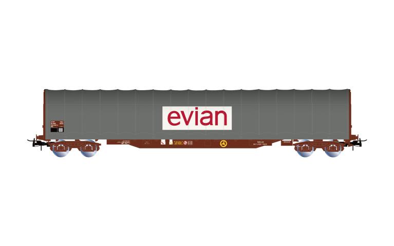 Jouef 6333 SNCF, 4-axle tarpaulin wagon Rils type, "EVIAN", grey livery, ep. IV-V