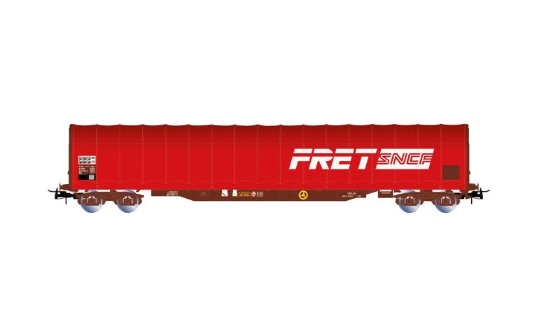 Jouef 6334 SNCF, 4-axle tarpaulin wagon Rils type, "FRET", Red livery, ep. IV-V
