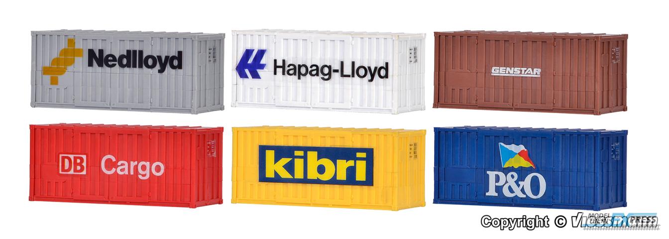 Kibri 37740 N 20-Fuß High Cube Container, 6 Stück