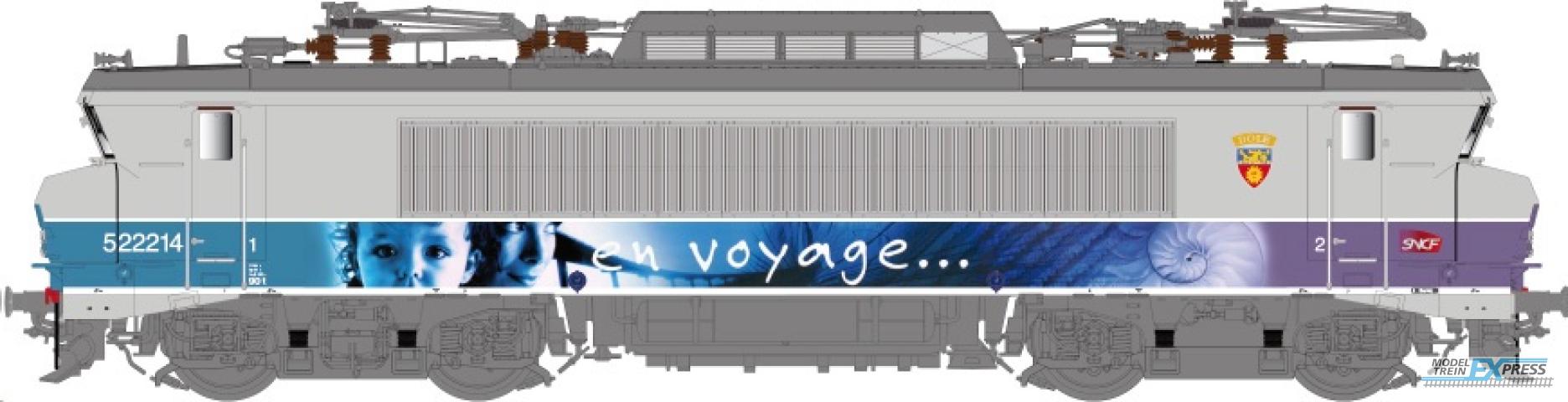 LS Models 10055S BB 22200, grijs/paars, En Voyage, carmillon logo, front nummer, kleine cabine, blazoen Dole  /  Ep. V-VI  /  SNCF  /  HO  /  DC SOUND  /  1 P.