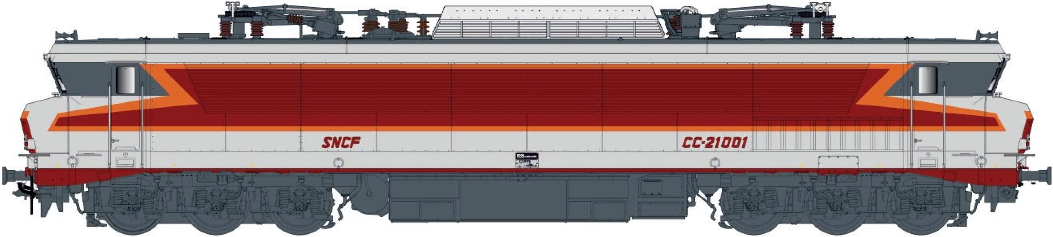 LS Models 10335 CC 21001, metaalgrijs/rood/oranje, TEE, platen, Beffara logo  /  Ep. IV  /  SNCF  /  HO  /  DC  /  1 P.