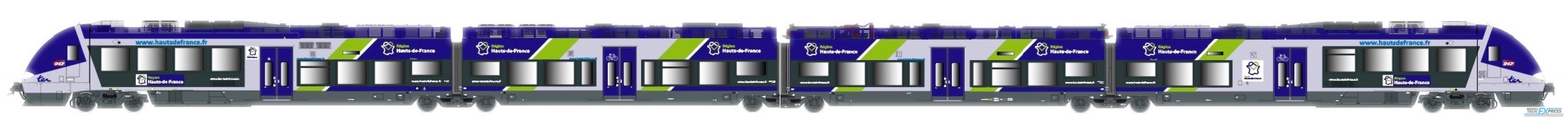 LS Models 10399 BB 82605 / 82606, AGC, 4-delig, livrei Hauts-de-France / Ep. VI / SNCF / HO / DC / 1 P.