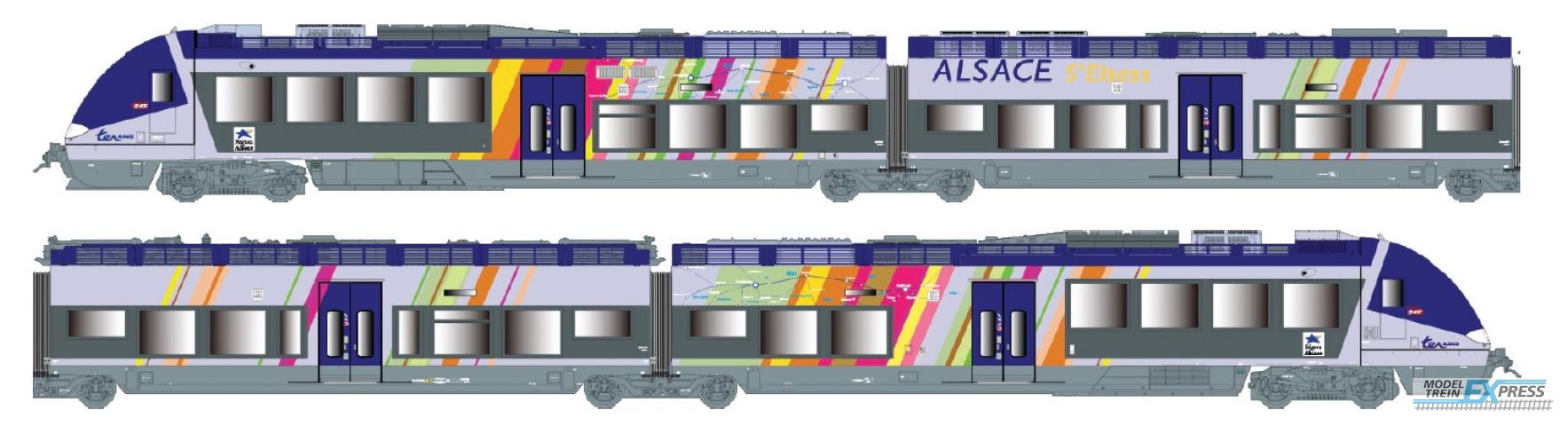 LS Models 10593S Z27887/27888 AGC 4-delig, livrei "Alsace" / Ep. VI / SNCF / HO / AC SOUND / 1 P.