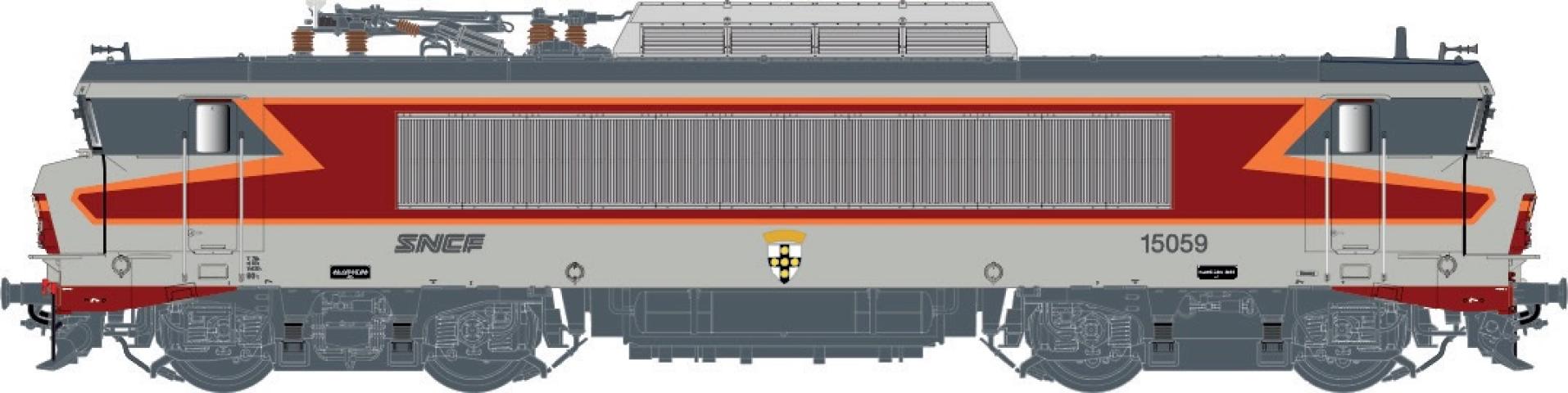 LS Models 10994 BB 15059, betongrijs, Arzens-livrei, grote cabine, noedel logo, wapen TOURCOING  /  SNCF  /  HO  /  AC  /  1 P.