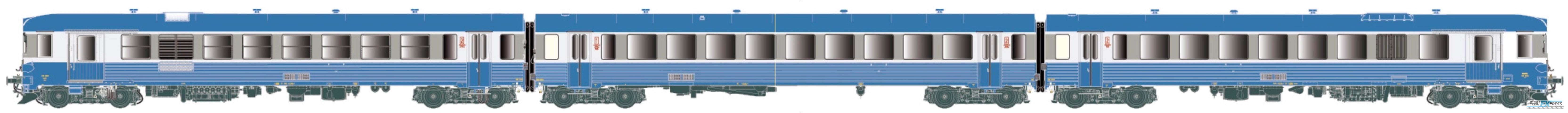 LS Models 11027 XBD4901-26 + XRAB8901-13, dieseltreinstel, 3-delig, met baanruimer / Ep. IV / SNCF / HO / DC / 1 P.