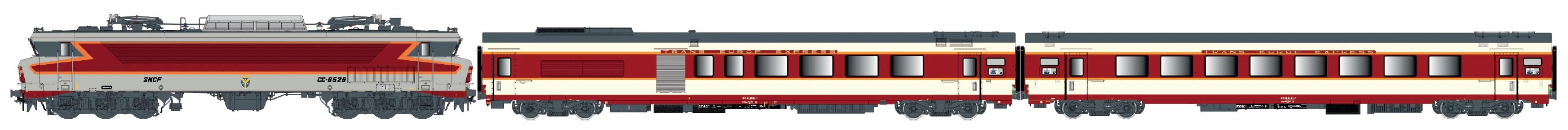 LS Models 11502S Etendard - Aquitaine set 1, CC 6529 + A4Dtux+ A8tu, originele versie, rood/grijs. Zuidwest, 200 km/h / Ep. IV / SNCF / HO / AC SOUND / 3 P.