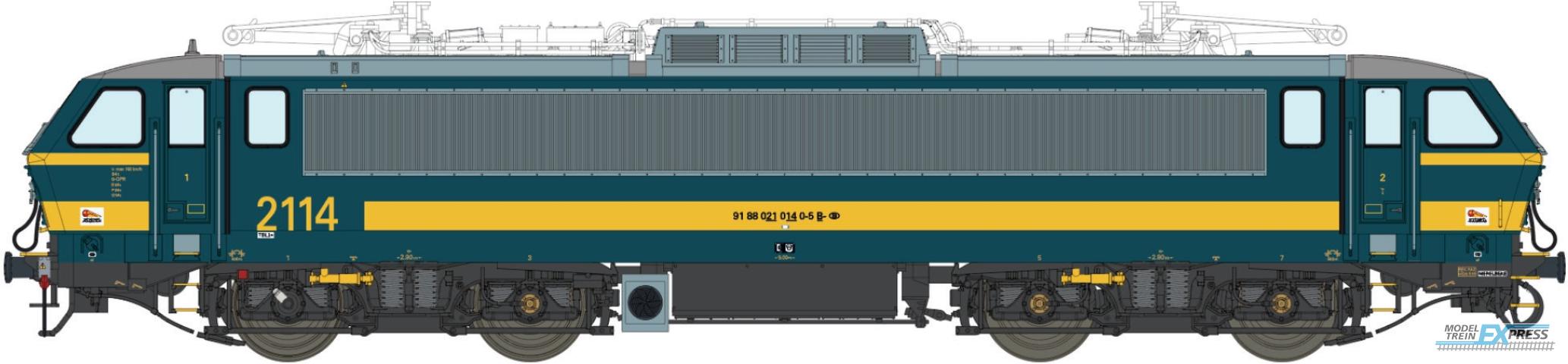 LS Models 12077 2114, blauw, gele lijn, 1e serie, met airco, Magelan logo  /  Ep. V-VI  /  SNCB  /  HO  /  DC  /  1 P.