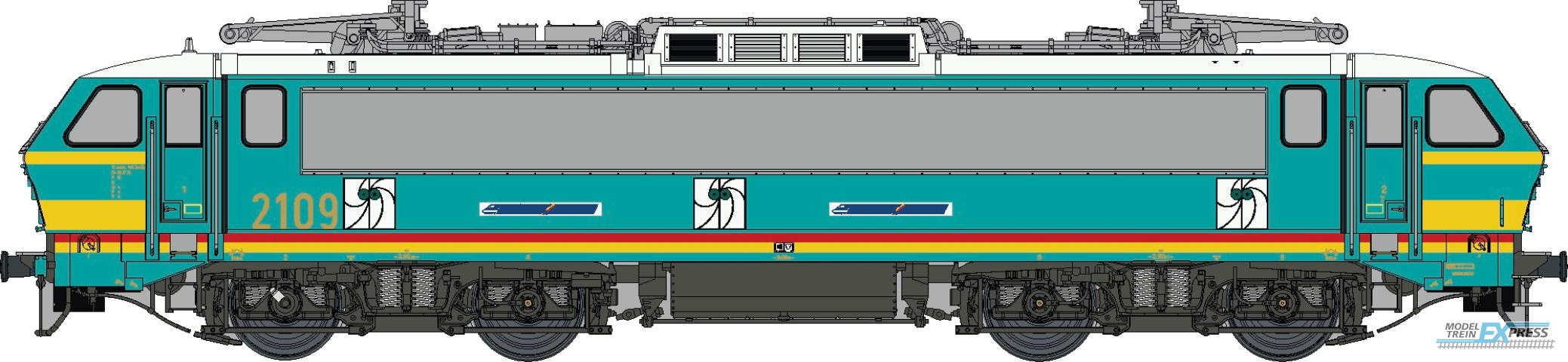 LS Models 12081S E-loc 2109, turquoise met rode en gele lijn, 1e serie, Technorama / Ep. Vb / HO / DC SOUND / 1 P.