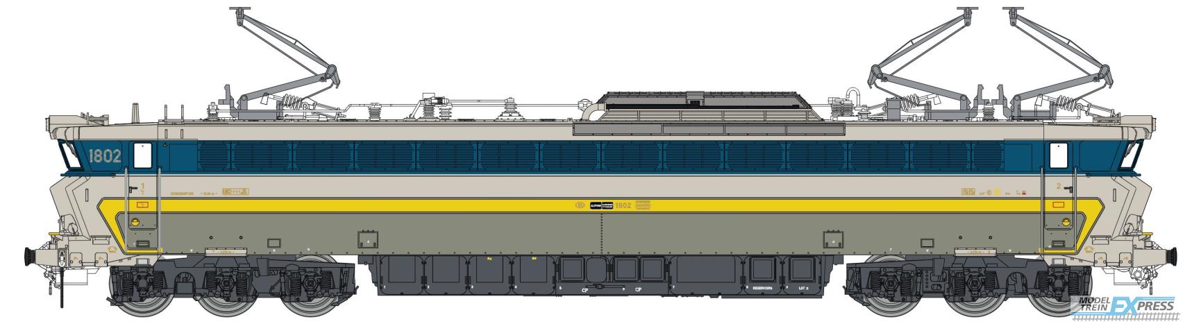 LS Models 12551 1802, grijs/inox, gele en licht blauwe band, nieuwe koplampen  /  Ep. IVB  /  SNCB  /  HO  /  AC  /  1 P.