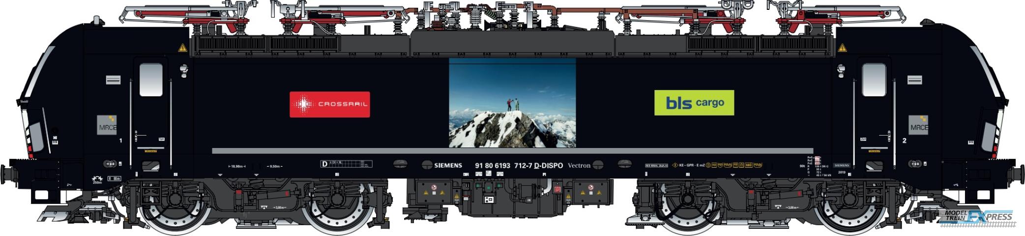 LS Models 17117S BLS Cargo/Crossrail/MRCE Vectron MS, 91 80 6193 712-7 D-DISPO, 4 pantographs  /  Ep. VI  /  ---  /  HO  /  DC SOUND  /  1 P.