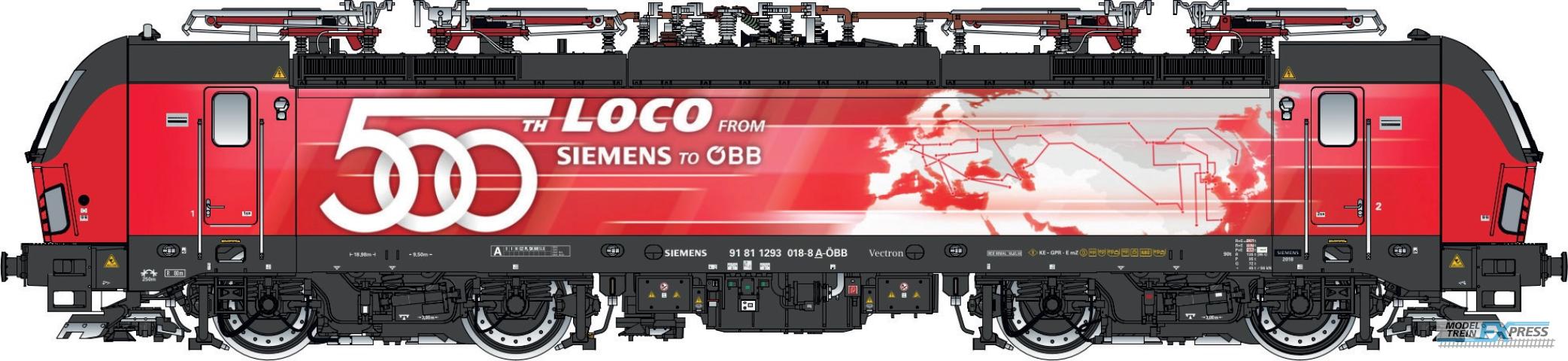 LS Models 17412 ÖBB Vectron MS 91 81 1293 018-8 A-ÖBB, red, "500th loco from Siemens to ÖBB"  /  Ep. VI  /  ---  /  HO  /  DC  /  1 P.