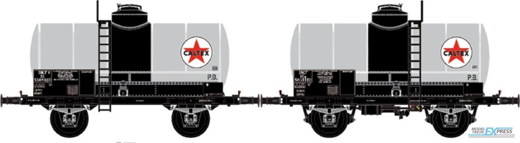 LS Models 30450 Set OCEM, ketelwagen, zonder voetgangersbrug, zilver, CALTEX  /  Ep. IIIBC  /  SNCF  /  HO  /  DC  /  2 P.