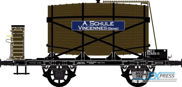 LS Models 30564 OCEM, wagon met vat, remmershuis, bruin, A. SCHULE VINCENNES (SEINE) / Ep. IIIa / SNCF / HO / DC / 1 P.