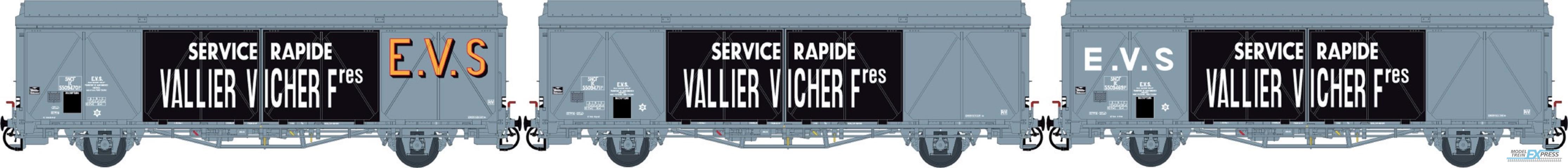 LS Models 30655 Set EVS gris service rapide VALLIER VICHER + EVS gris, parois renforcées  /  Ep. III  /  SNCF  /  HO  /  DC  /  3 P.