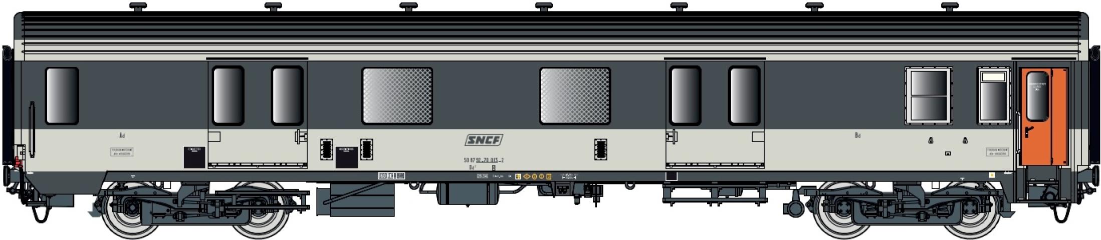 LS Models 31231 Bagagerijtuig MC 76 Dd2, Corail livrei, omkaderd logo, met binnenverlichting / Ep. IV / SNCF / HO / DC / 1 P.