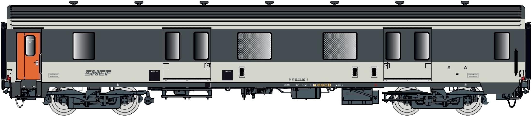 LS Models 31232 Bagagerijtuig MC 76 Dd2, Corail livrei, noedel logo, met binnenverlichting / Ep. IV-V / SNCF / HO / DC / 1 P.