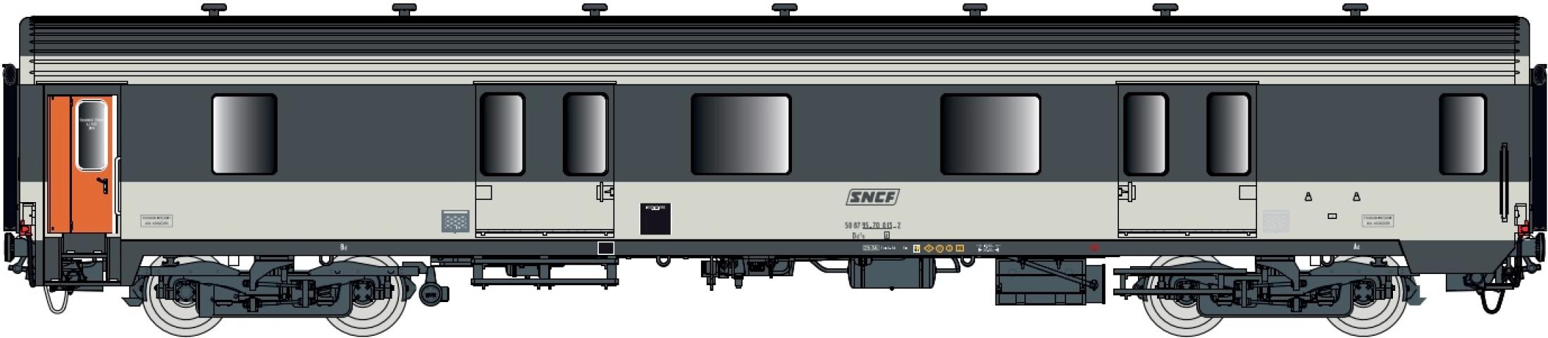 LS Models 31235 Bagagerijtuig MC 76 Dd2s, Corail livrei, omkaderd logo, met binnenverlichting / Ep. IV / SNCF / HO / DC / 1 P.