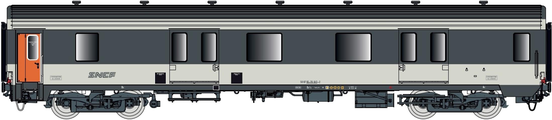 LS Models 31236 Bagagerijtuig MC 76 Dd2s, Corail livrei, noedel logo, met binnenverlichting / Ep. IV-V / SNCF / HO / DC / 1 P.