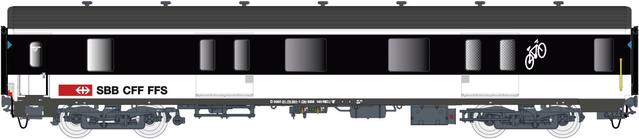 LS Models 37003DC Bagagerijtuig MC 76, zwart/wit / Ep. VI / SBB / HO / DC / 1 P.