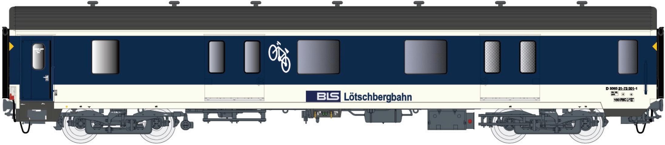 LS Models 37004DC Bagagerijtuig MC 76, blauw/beige / Ep. V / BLS / HO / DC / 1 P.