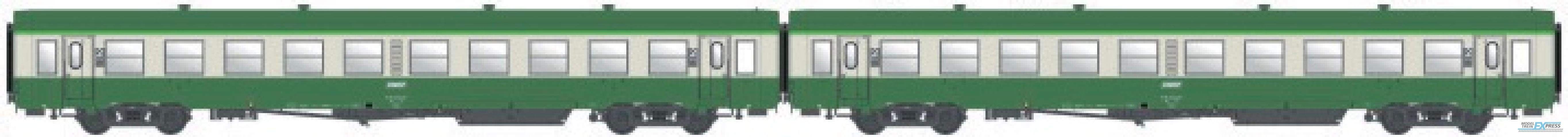 LS Models 40035 Set 2 X USI B10t U61, groen/grijs, groen dak, geel omkaderd logo, Y16  /  Ep. VI B  /  SNCF  /  HO  /  DC  /  2 P.