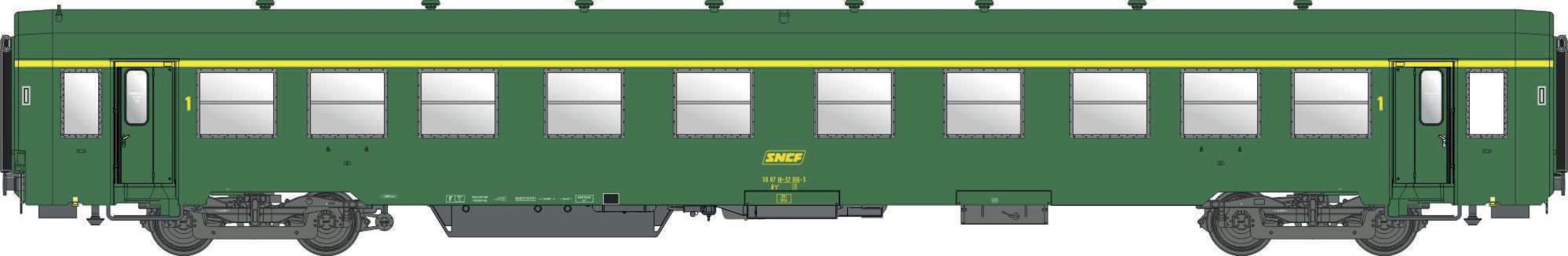 LS Models 40042 USI, A4t4 U63, groen, UIC opschriften / Ep. IVa / SNCF / HO / DC / 1 P.