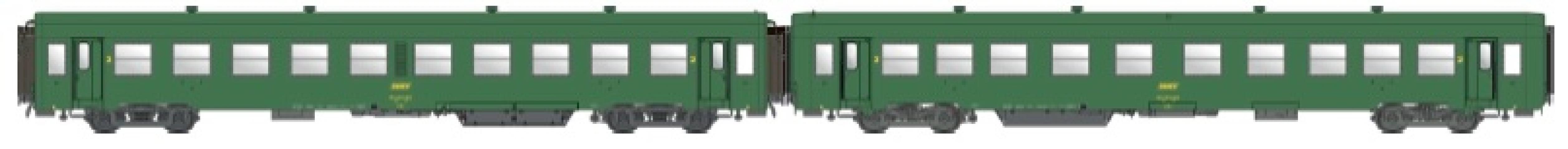 LS Models 40044 USI, B10t U60 + B10t U63 groen, UIC opschriften / Ep. IVa / SNCF / HO / DC / 2 P.