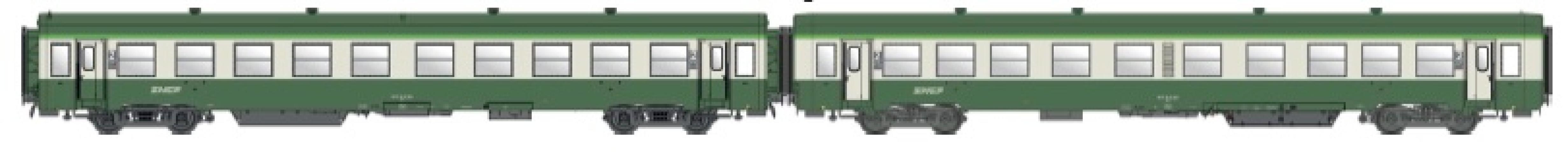 LS Models 40048 USI, B10t U60 + B10t U63, groen/grijs / Ep. Va / SNCF / HO / DC / 2 P.