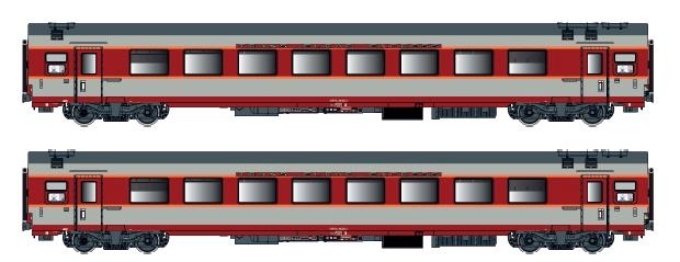 LS Models 40077AC Grand Comfort aanvullingsset "Aquitaine", A8u + A8u, betongrijs, oorspronkelijke versie, Sud Ouest, met binnenverlichting / Ep. IV / SNCF / HO / AC / 2 P.