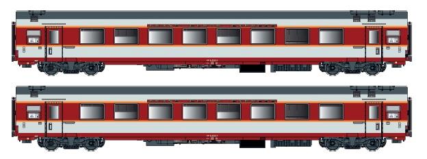 LS Models 40078AC Grand Comfort aanvullingsset "Capitole", A8u + A8u, metaalgrijs, oorspronkelijke versie, Sud Ouest, met binnenverlichting / Ep. IV / SNCF / HO / AC / 2 P.