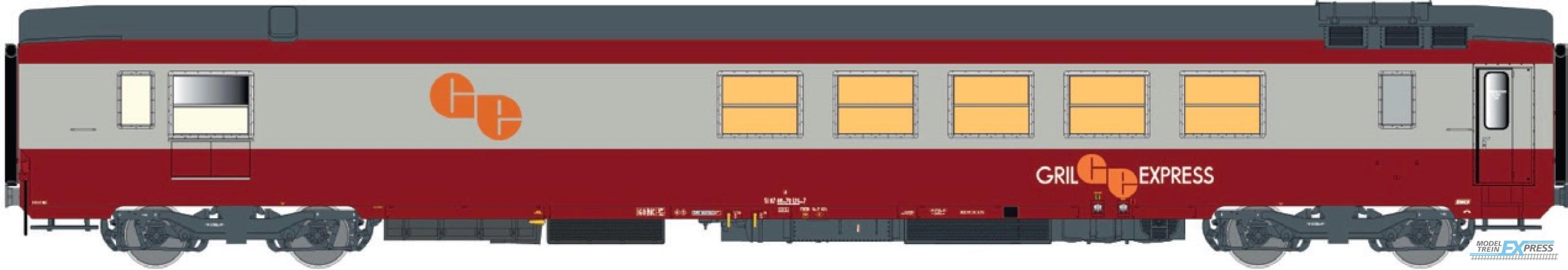 LS Models 40110 Grill Express, rood/betongrijs, oranje GE-logo, 160 km/h, met binnenverlichting / Ep. IV / SNCF / HO / DC / 1 P.